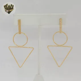 (1-1222-1) Gold Laminate - Long Geometric Earrings - BGF