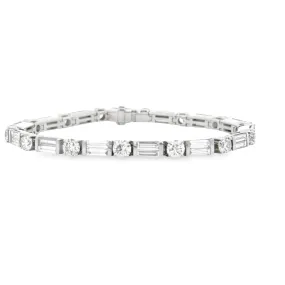 Stunning 10.20CT Round and Baguette Diamond Tennis Bracelet