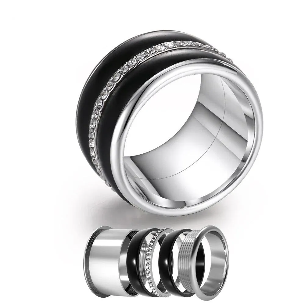 12mm Women Stainless Steel, Aluminum Stackable, Rotatable, and Interchangeable Engagement Band