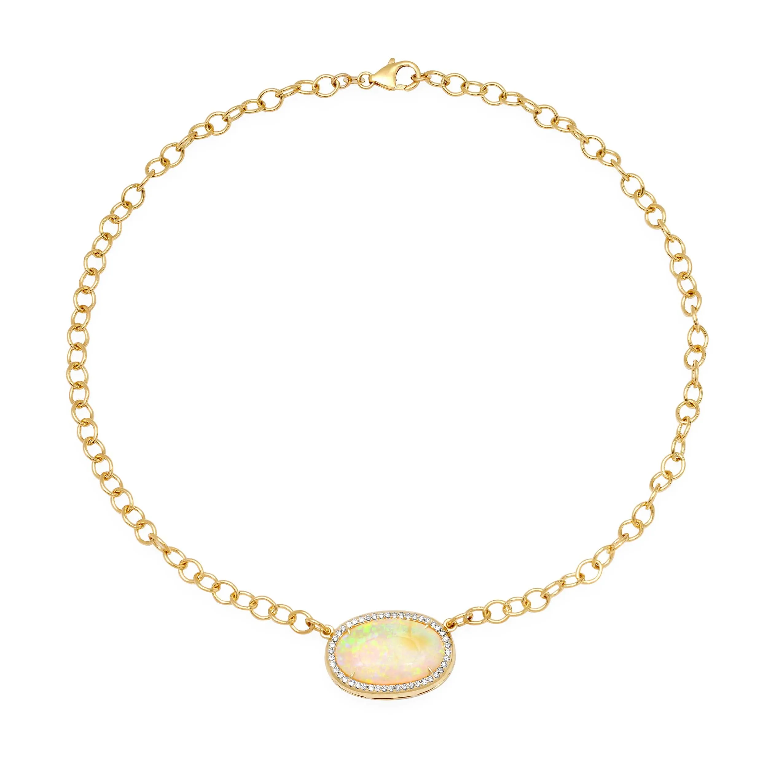 14K & 18K Opal & Diamond  Necklace