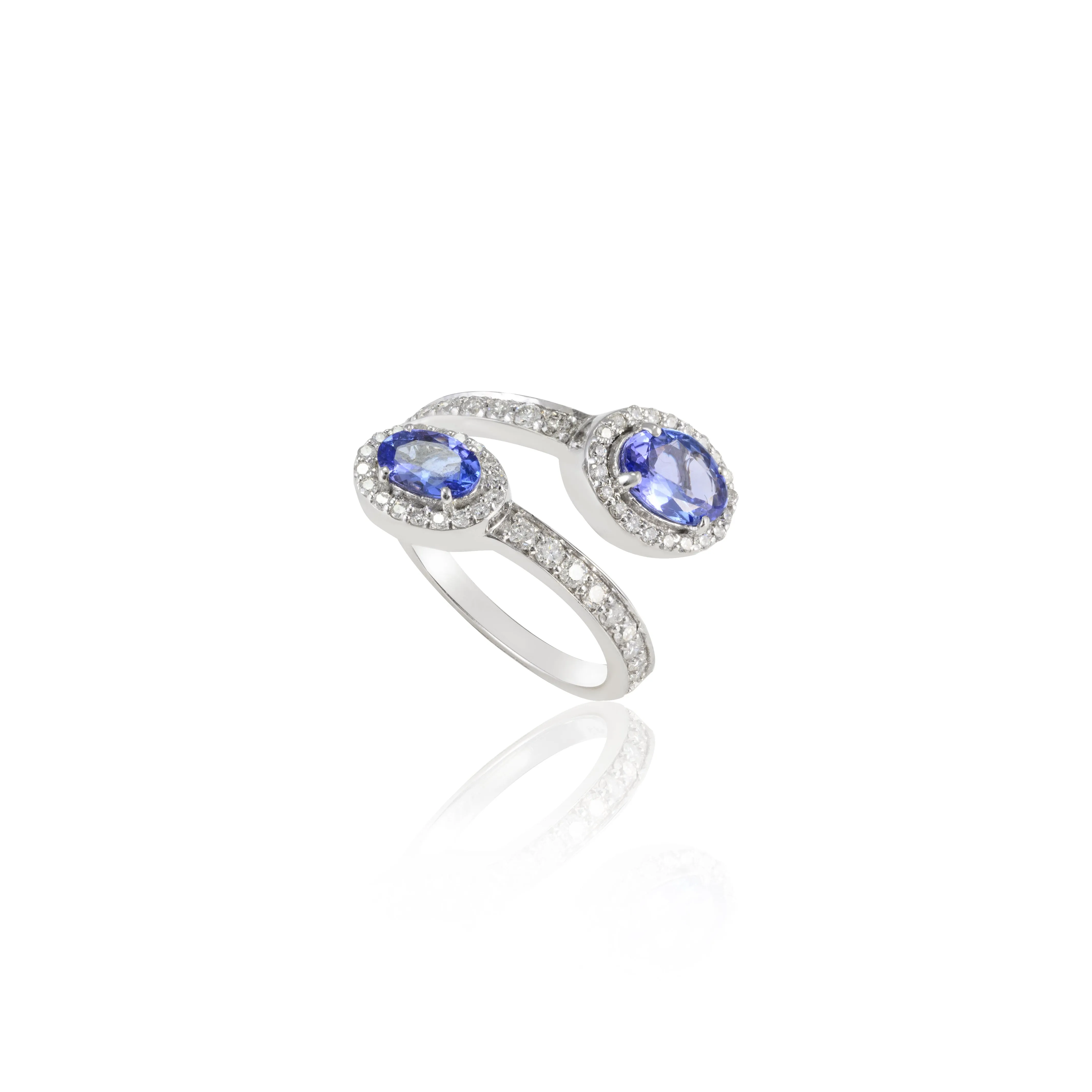 14K Gold Tanzanite Diamond Bypass Ring