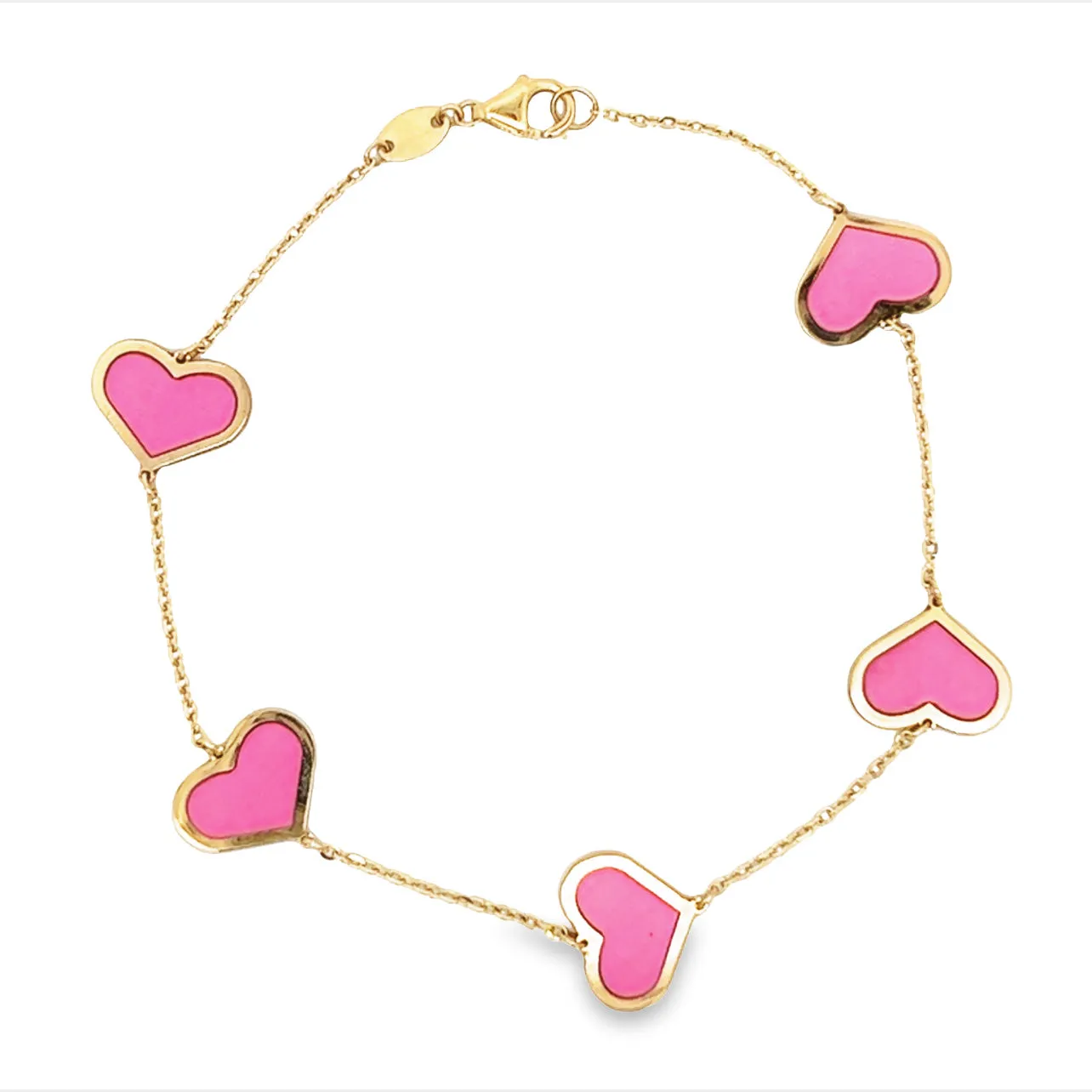 14K Jumbo Heart Color Bracelet