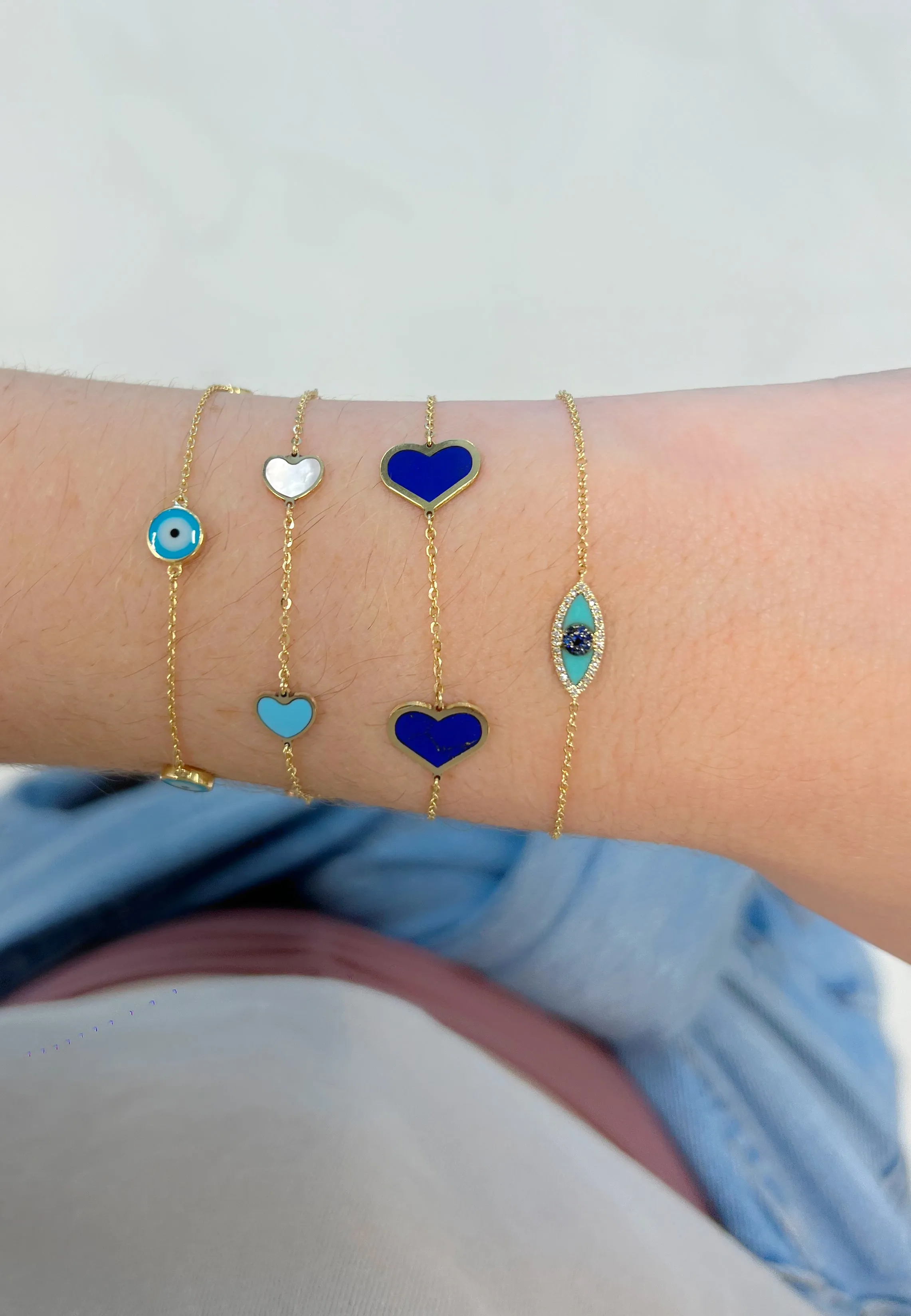 14K Jumbo Heart Color Bracelet