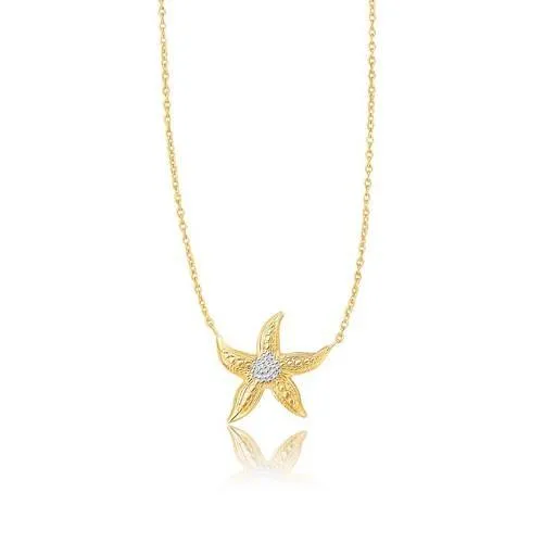 14k Two-Tone Gold Sea Life Starfish Necklace, size 18''