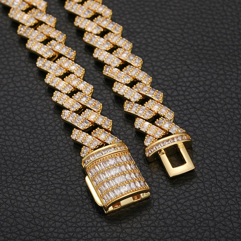 14MM Baguette Iced Out Cuban Chain/Bracelet