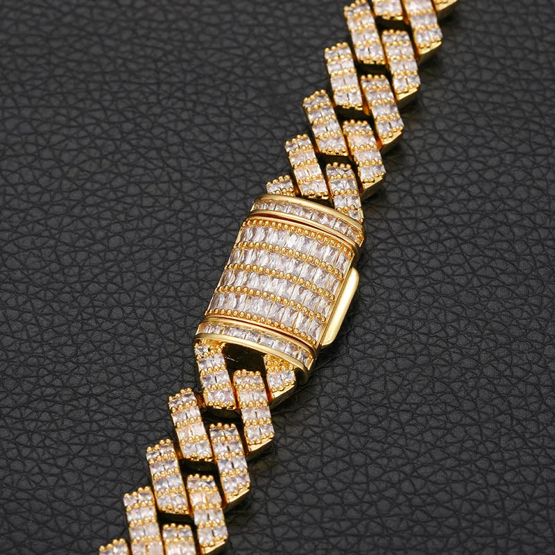 14MM Baguette Iced Out Cuban Chain/Bracelet