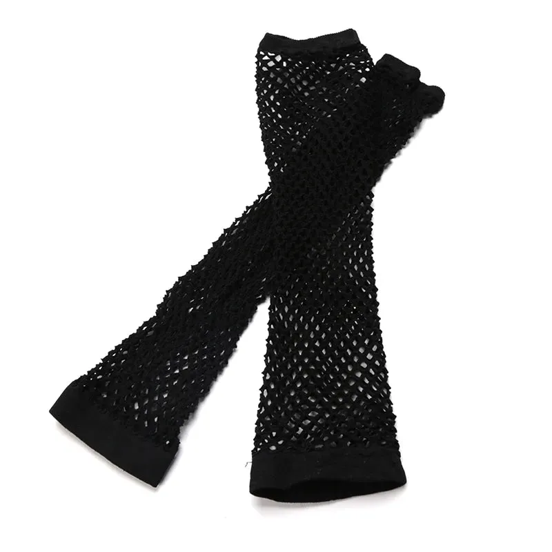 1Pair Neon Fishnet Fingerless Long Gloves Leg Arm Cuff Party Wear Fancy Dress For Womens Sexy Girls