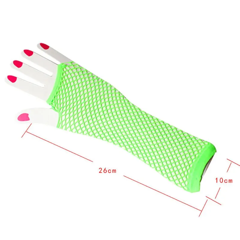 1Pair Neon Fishnet Fingerless Long Gloves Leg Arm Cuff Party Wear Fancy Dress For Womens Sexy Girls