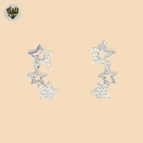 (2-3116) 925 Sterling Silver -Zircon Stars Stud Earrings.