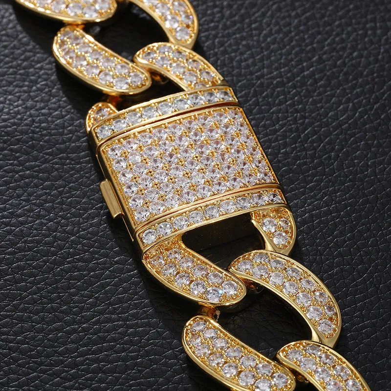 28mm Full Diamond Wide Cuban Chain/Bracelet