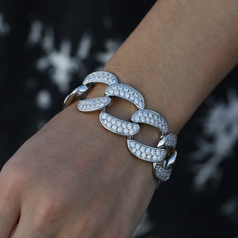 28mm Full Diamond Wide Cuban Chain/Bracelet