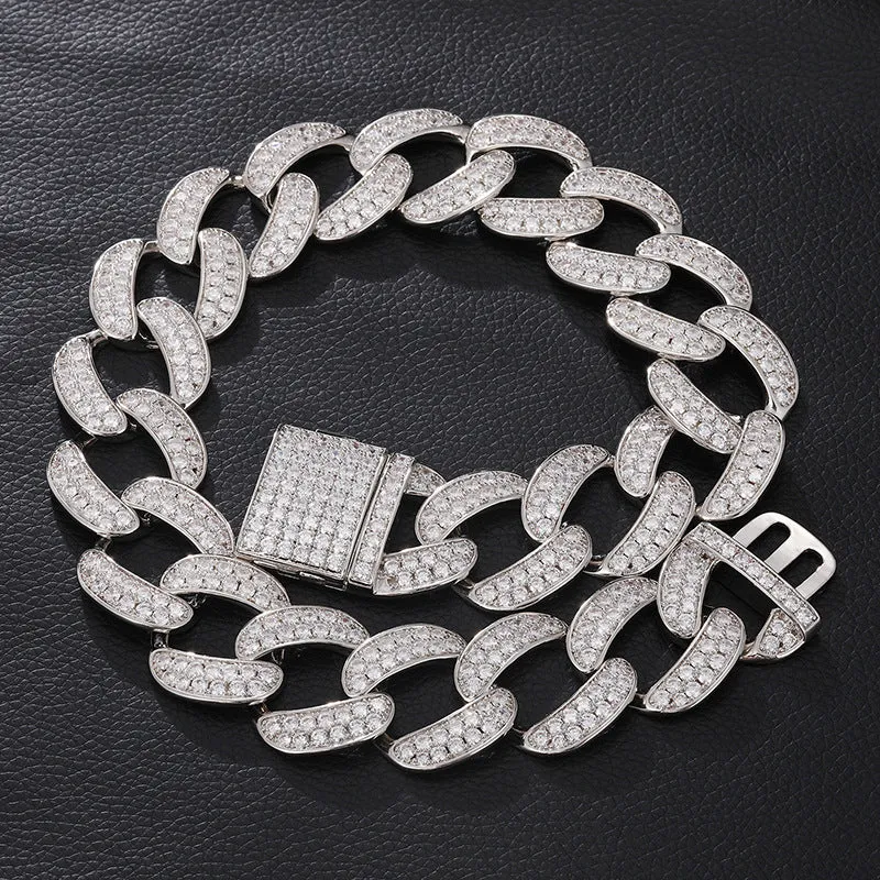 28mm Full Diamond Wide Cuban Chain/Bracelet