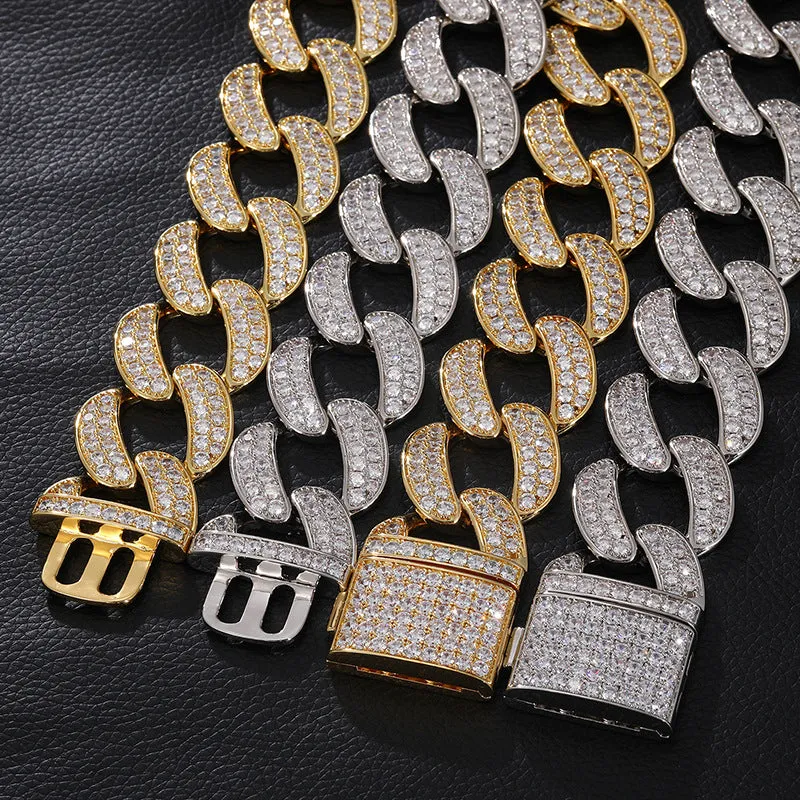 28mm Full Diamond Wide Cuban Chain/Bracelet