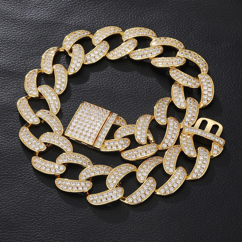 28mm Full Diamond Wide Cuban Chain/Bracelet