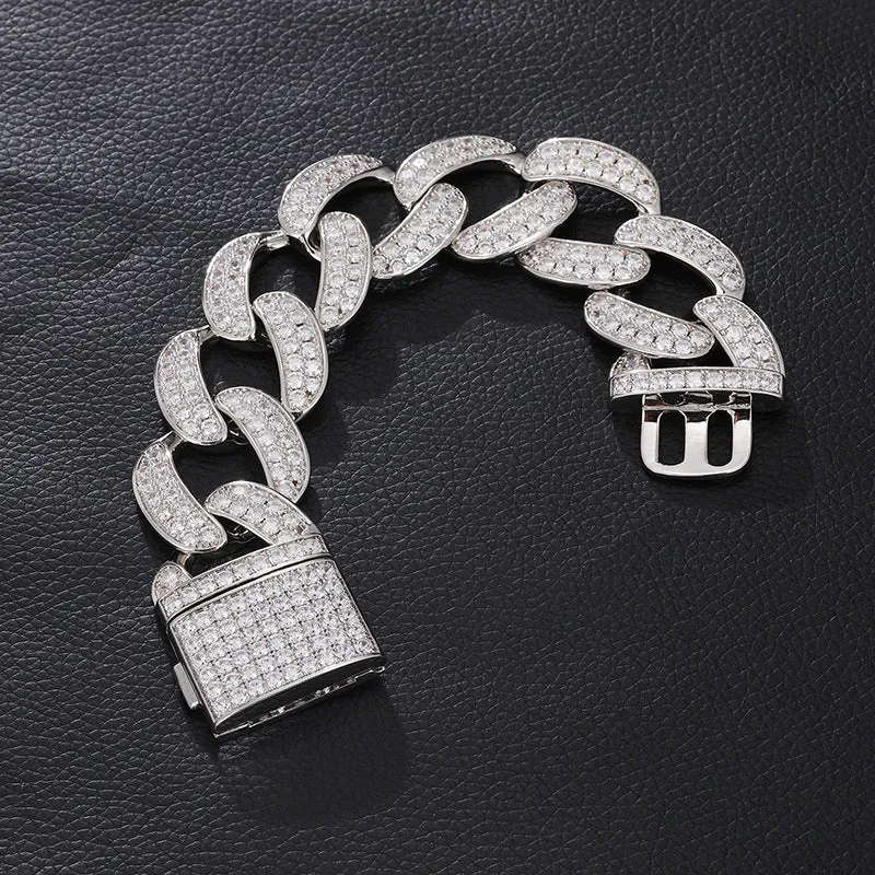 28mm Full Diamond Wide Cuban Chain/Bracelet