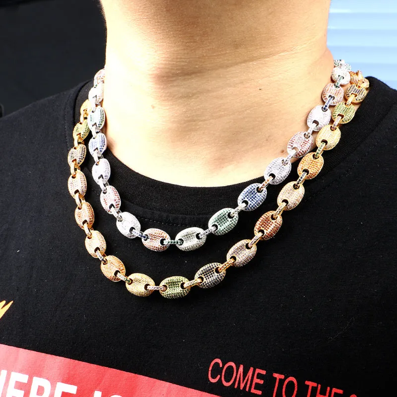 9mm Iced Out Coffee Bean Beaded Chain