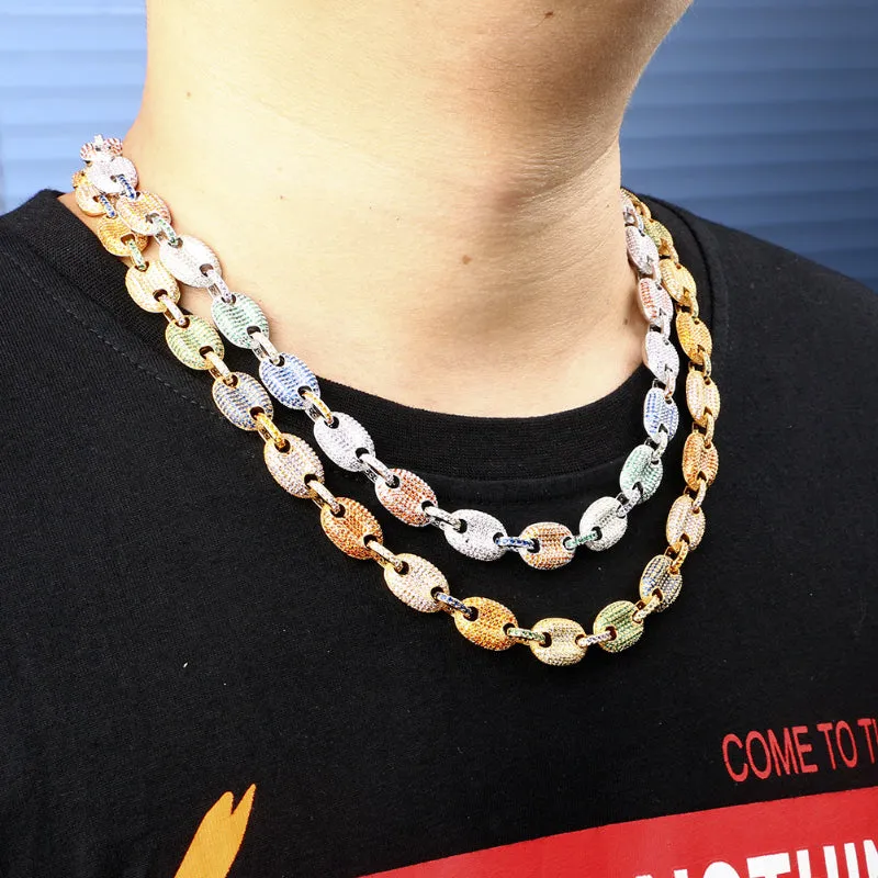 9mm Iced Out Coffee Bean Beaded Chain