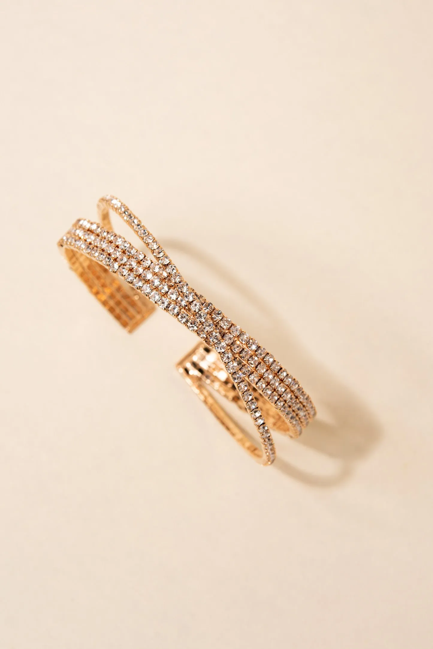 Abby Crossed Rhinestone Cuff Bracelet