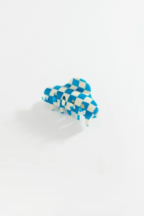 Agata Chequered Hair Clip - Blue