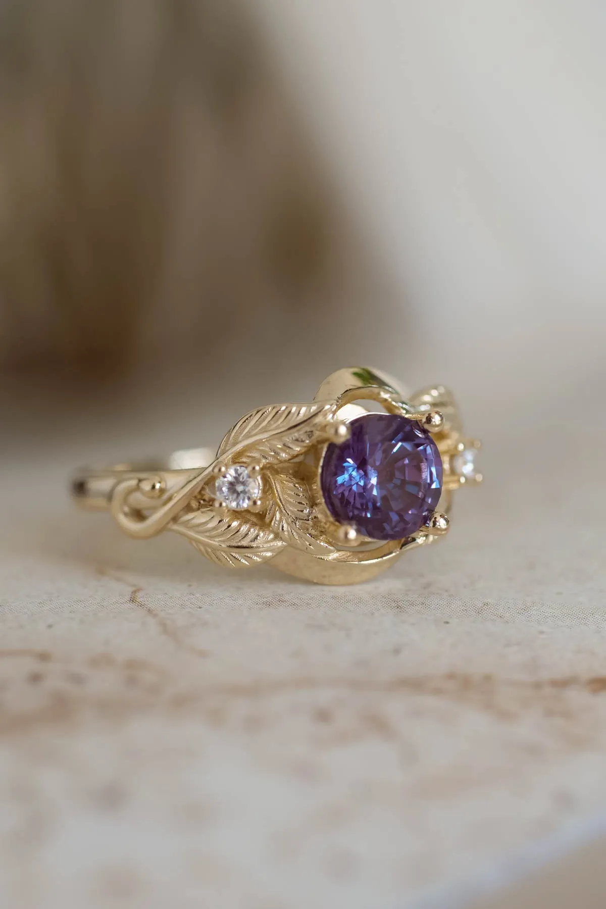 Alexandrite engagement ring, colour changing stone ring / Azalea