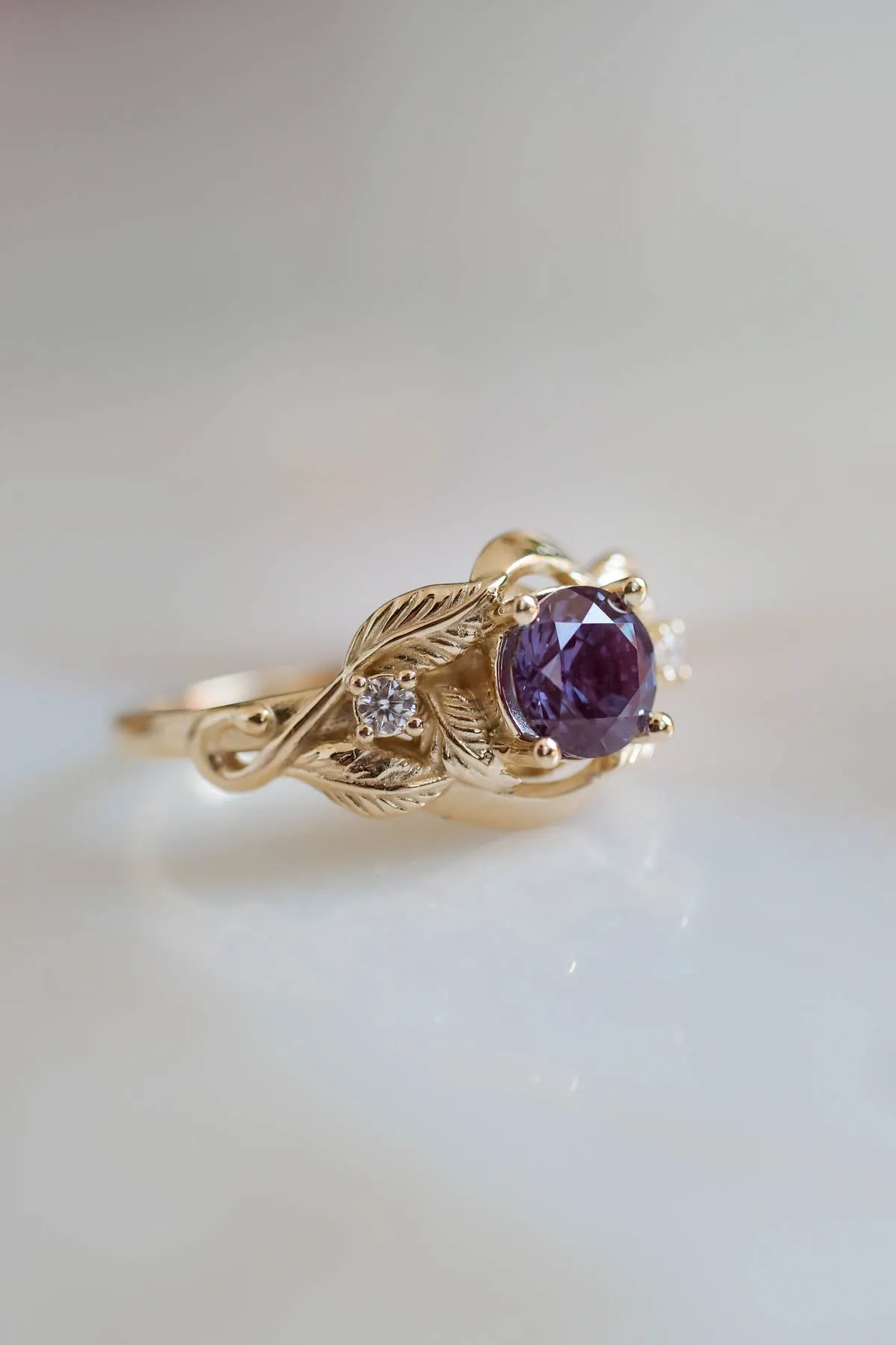 Alexandrite engagement ring, colour changing stone ring / Azalea