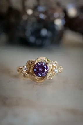 Alexandrite engagement ring, colour changing stone ring / Azalea