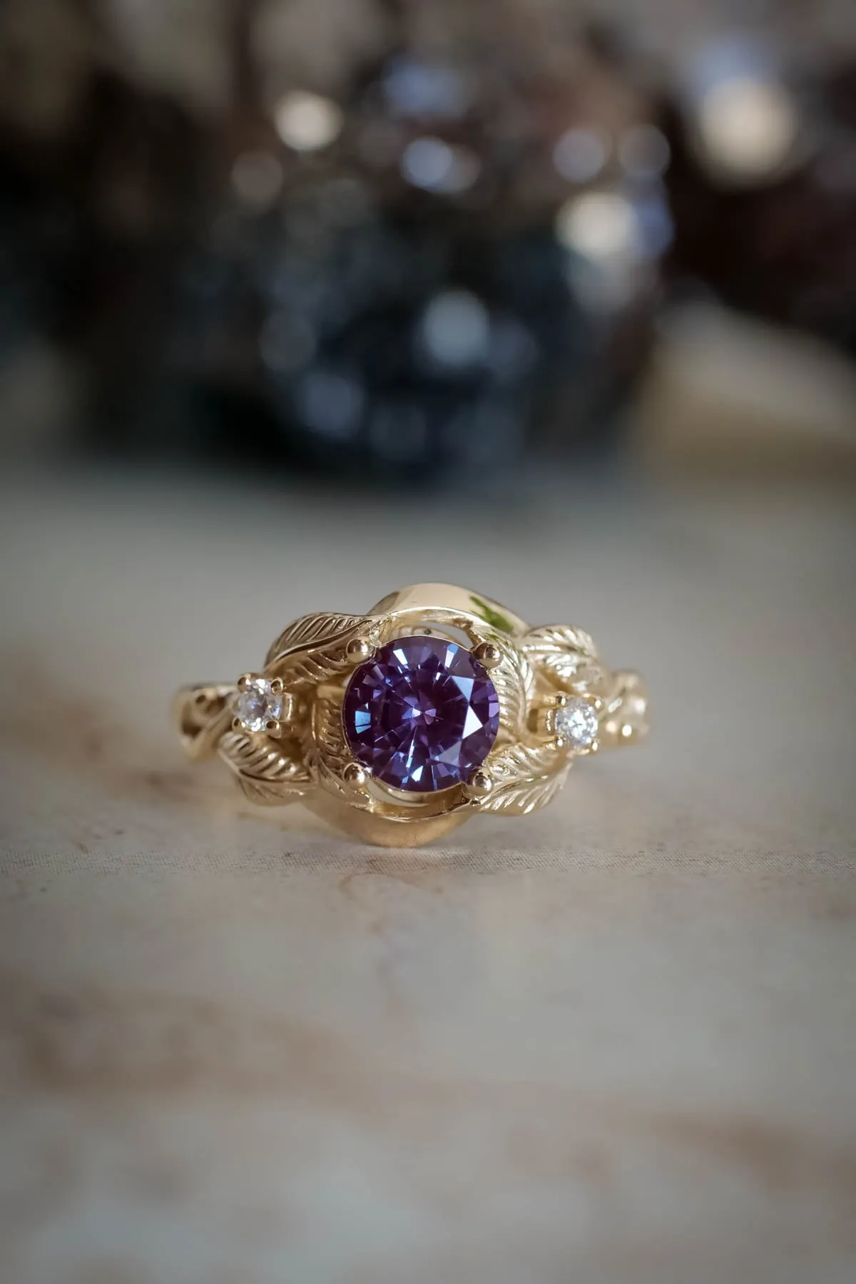 Alexandrite engagement ring, colour changing stone ring / Azalea