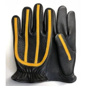 American Deerskin Leather Motorcycle Gloves with Yellow Wipers Made in USA FLG-1595