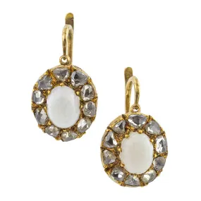 Antique Opal & Rose Cut Diamond Earrings