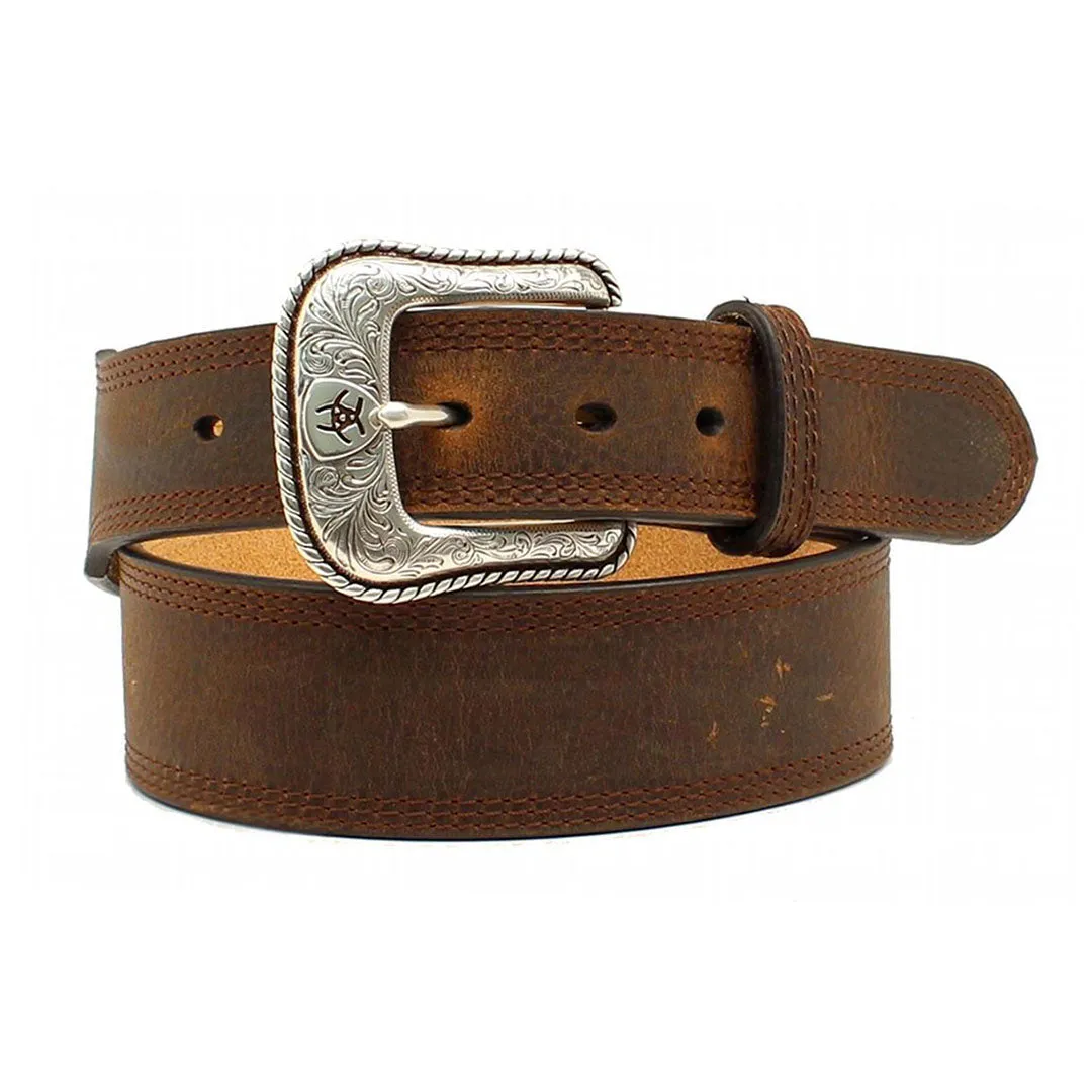 Ariat Men's Rope Edge Western Leather Belt Brown Rowdy