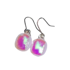 Artisan Glass drop earring Pink shimmer