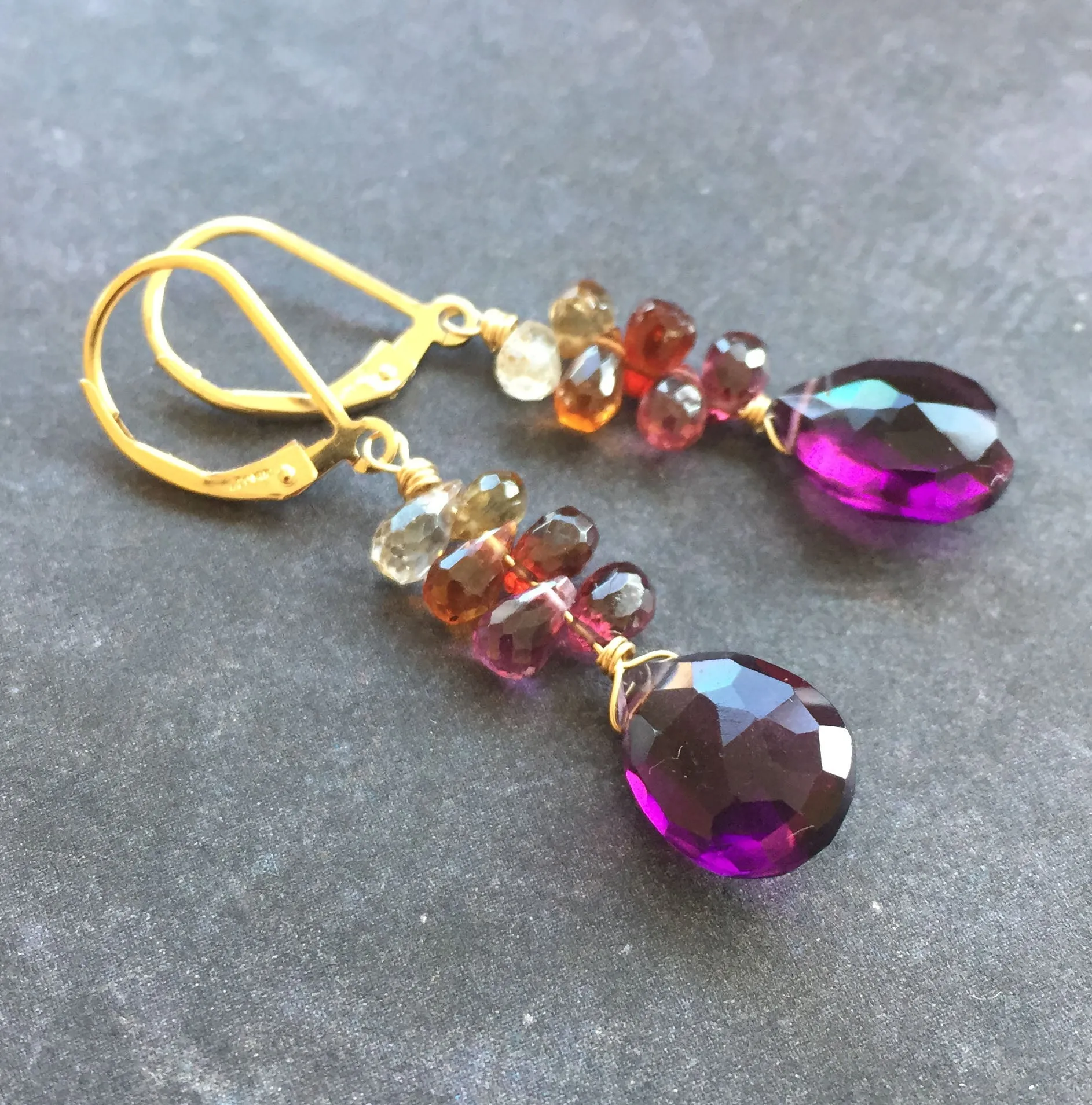 Autumn Prelude Dangles, Sapphire, metal choices