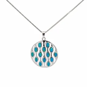 Baikalla Sterling Silver Lab-Made Opal Bezel Pendant Necklace