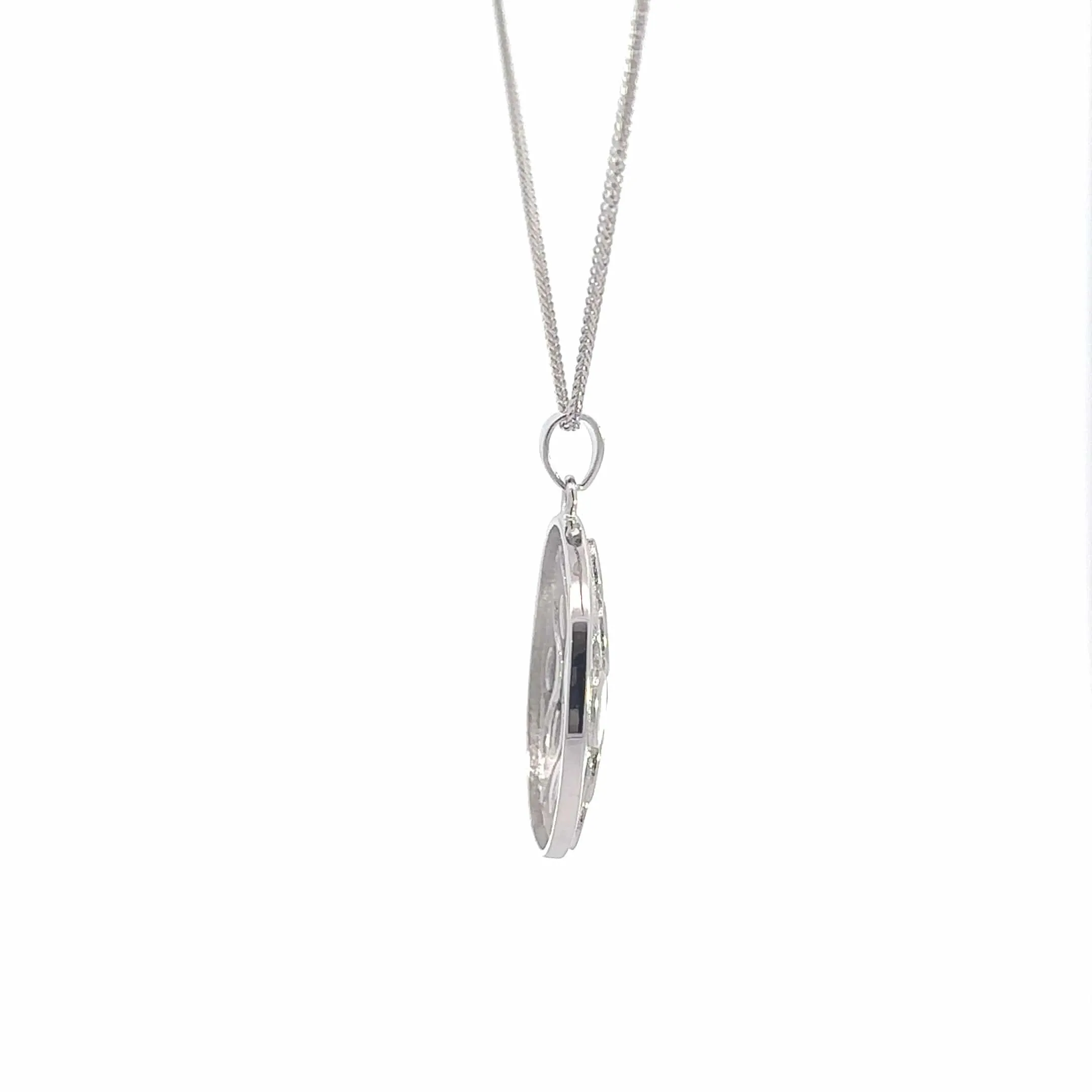 Baikalla Sterling Silver Lab-Made Opal Bezel Pendant Necklace