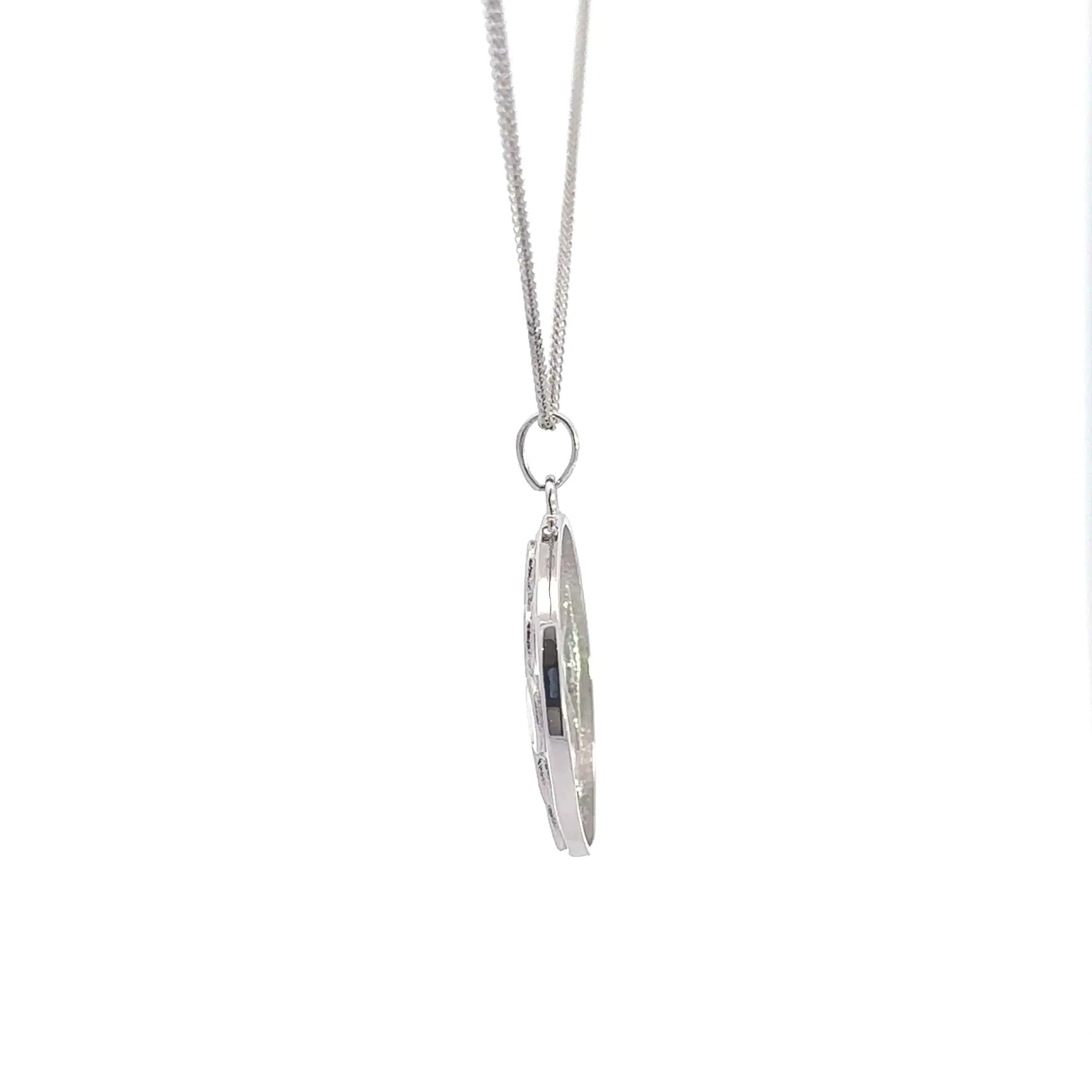 Baikalla Sterling Silver Lab-Made Opal Bezel Pendant Necklace