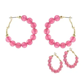 Barbie Theme Crack Beed Hoop Earrings