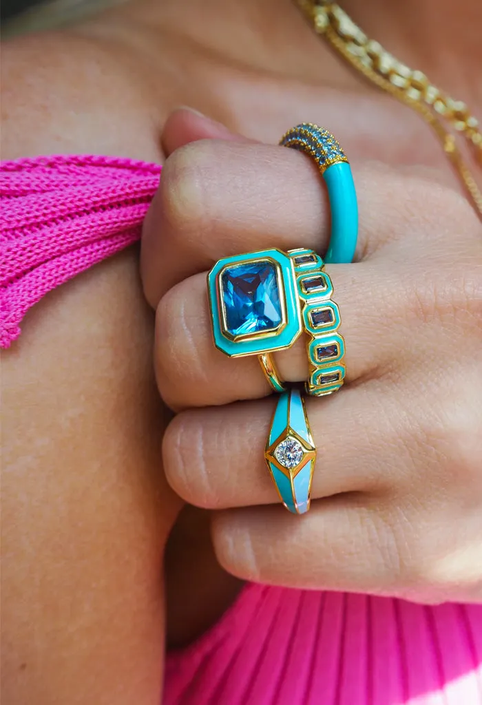 Bezel Ballier Ring-Turquoise