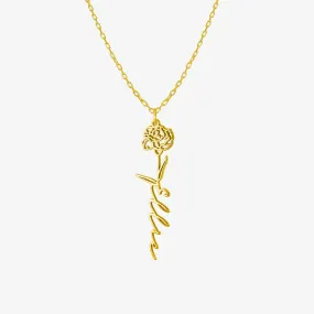 Birth Flower Necklace | 14K Solid Gold