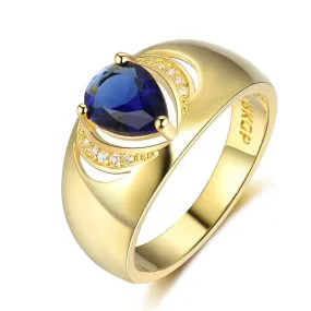 Blue Cubic Zirconia Golden Rings For Women