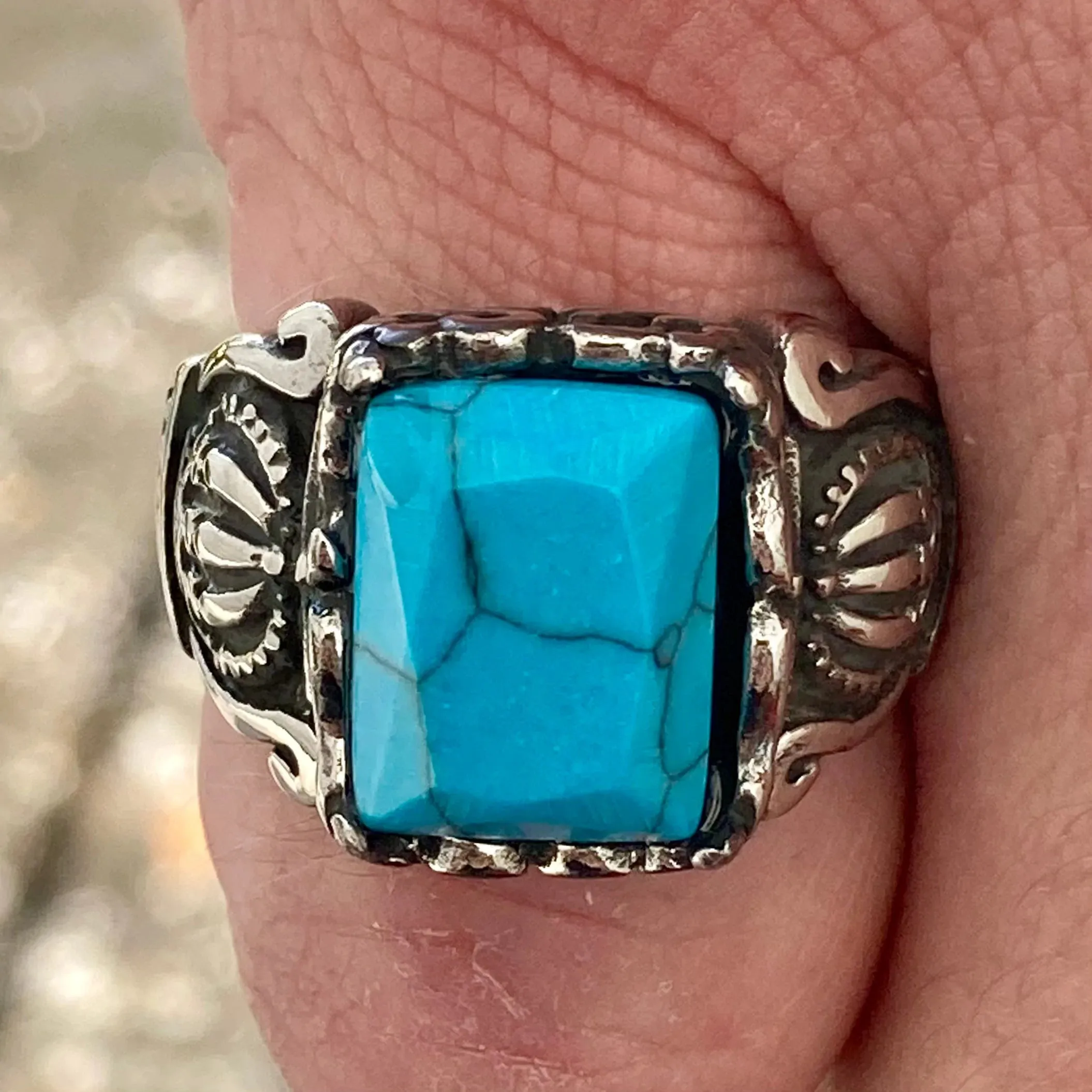 Blue Stone - Crown Ring - R79