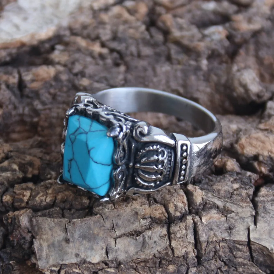 Blue Stone - Crown Ring - R79