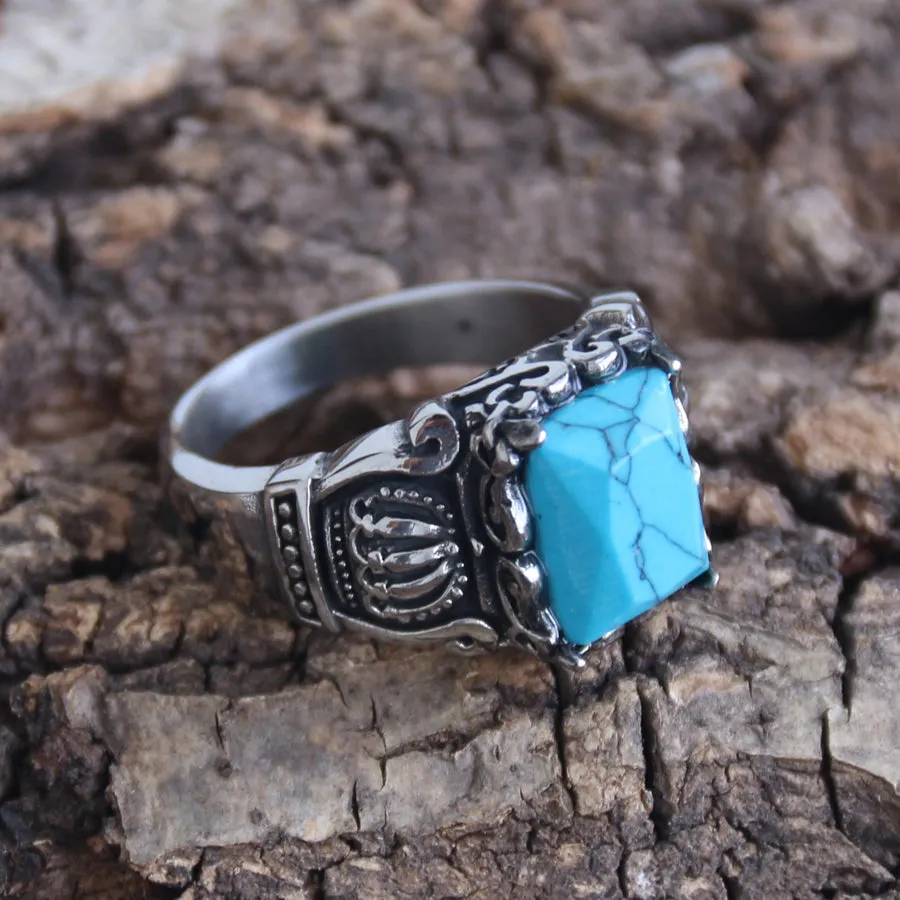 Blue Stone - Crown Ring - R79