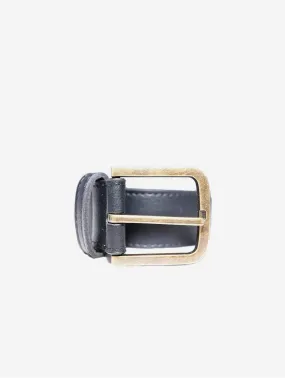 Bo Brass Buckle Vegan Leather Belt | Black