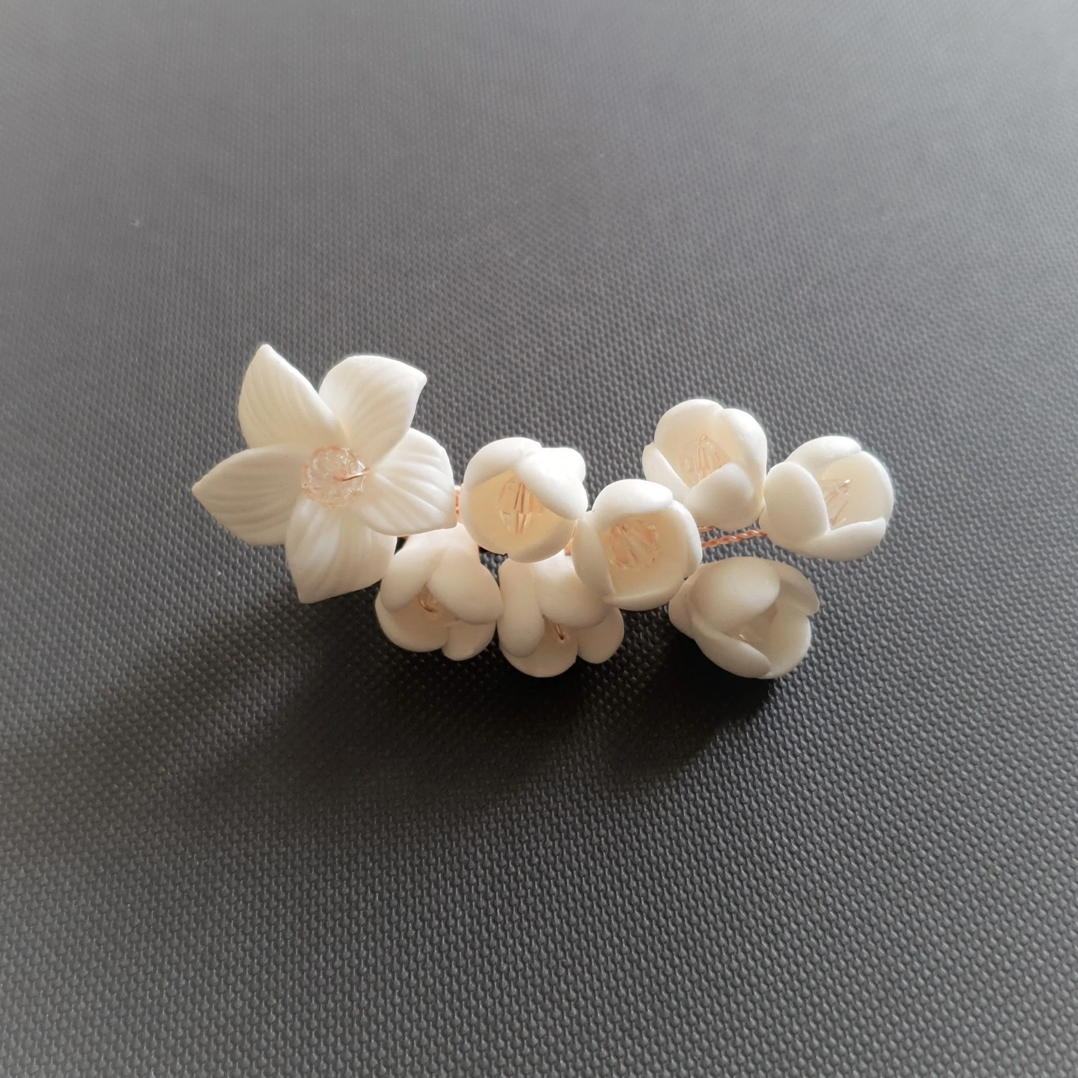 Bridal Barrette in White Flowers-Lilac