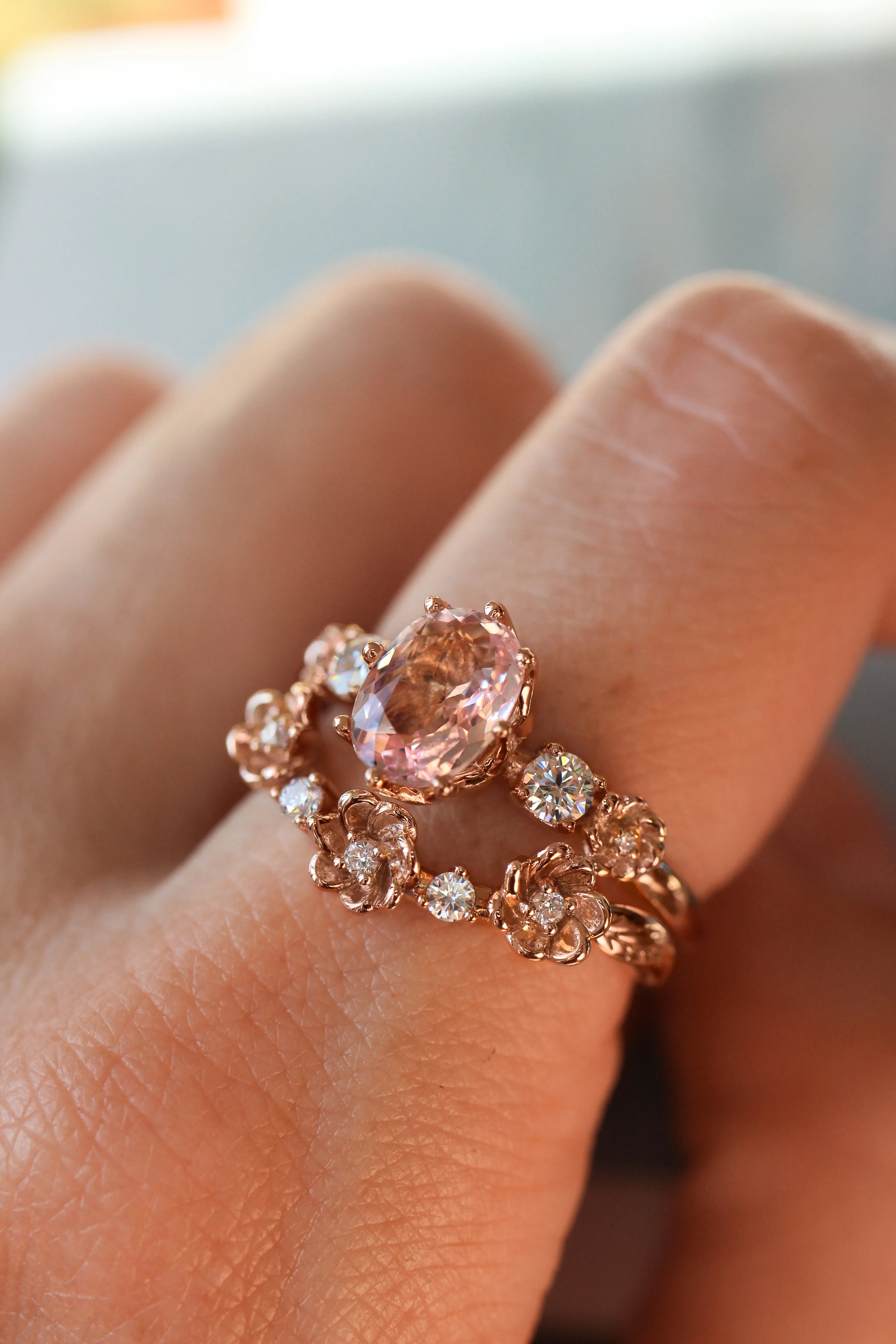 Bridal set with morganite and diamonds / Fiorella