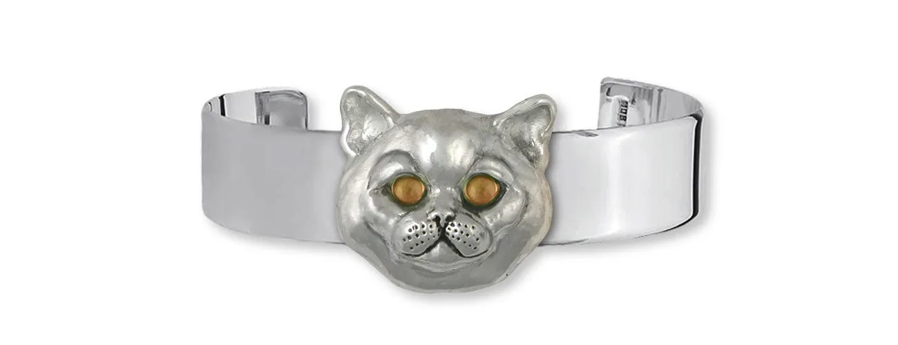 British Shorthair Bracelet Jewelry Sterling Silver Handmade Cat Bracelet BRS11-CB