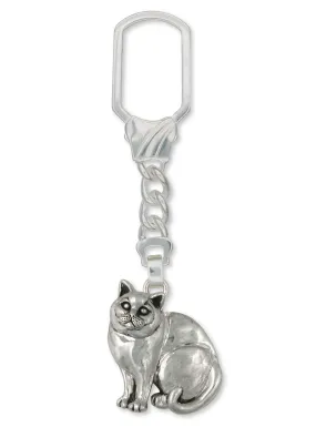 British Shorthair Key Ring Jewelry Sterling Silver Handmade Cat Key Ring BRS10-KR