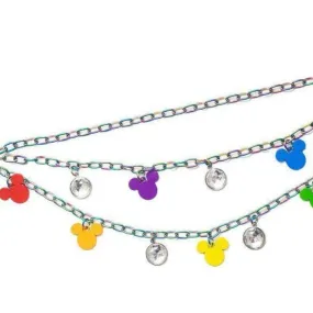 Buckle Down Products Disney Iridescent Rainbow Mickey Charm Chain Belt