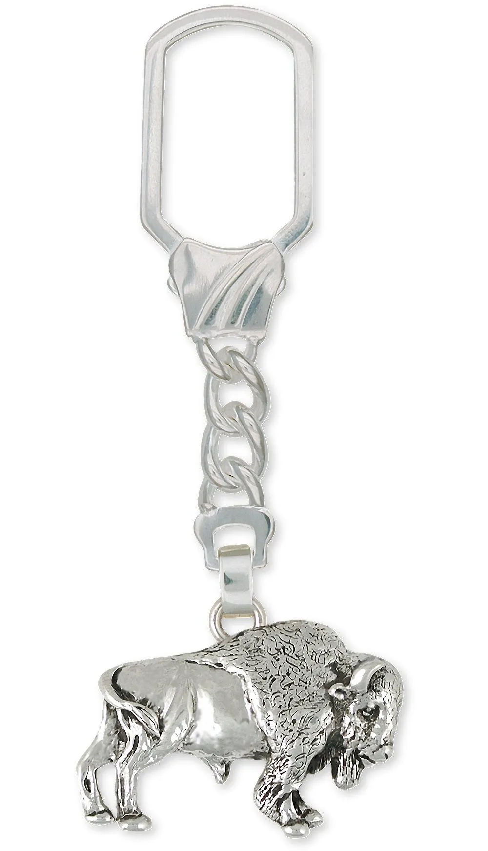 Buffalo Key Ring Jewelry Sterling Silver Handmade Bison Key Ring BUF7-KRE