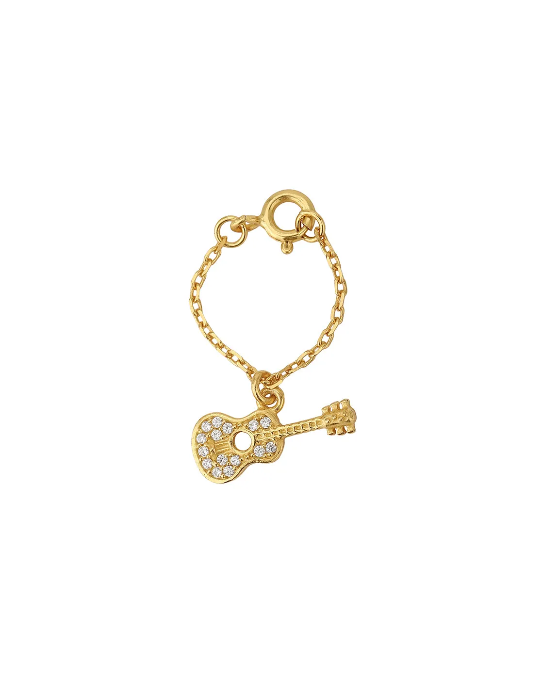 Carlton London Gold Plated Cz Studded Guitar Shape Watch Charm For Women